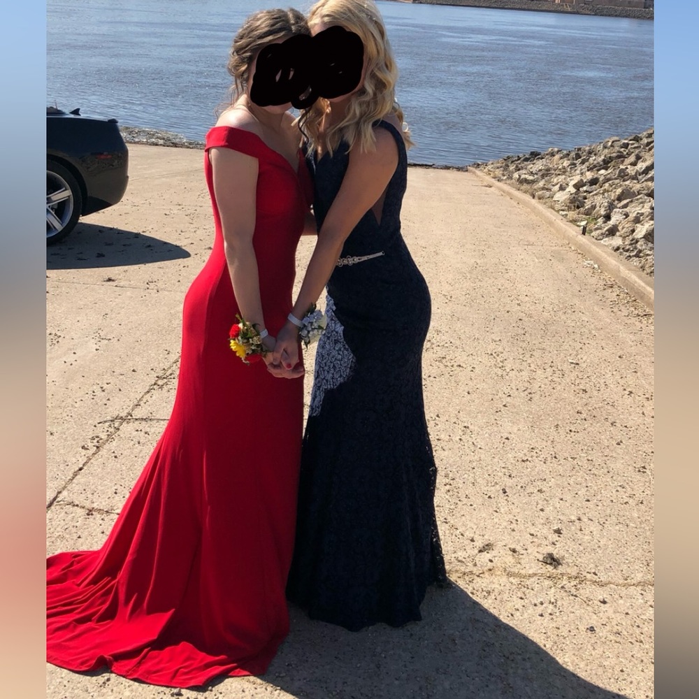 Navy blue prom dress; measurements upon request if needed; mermaid fit